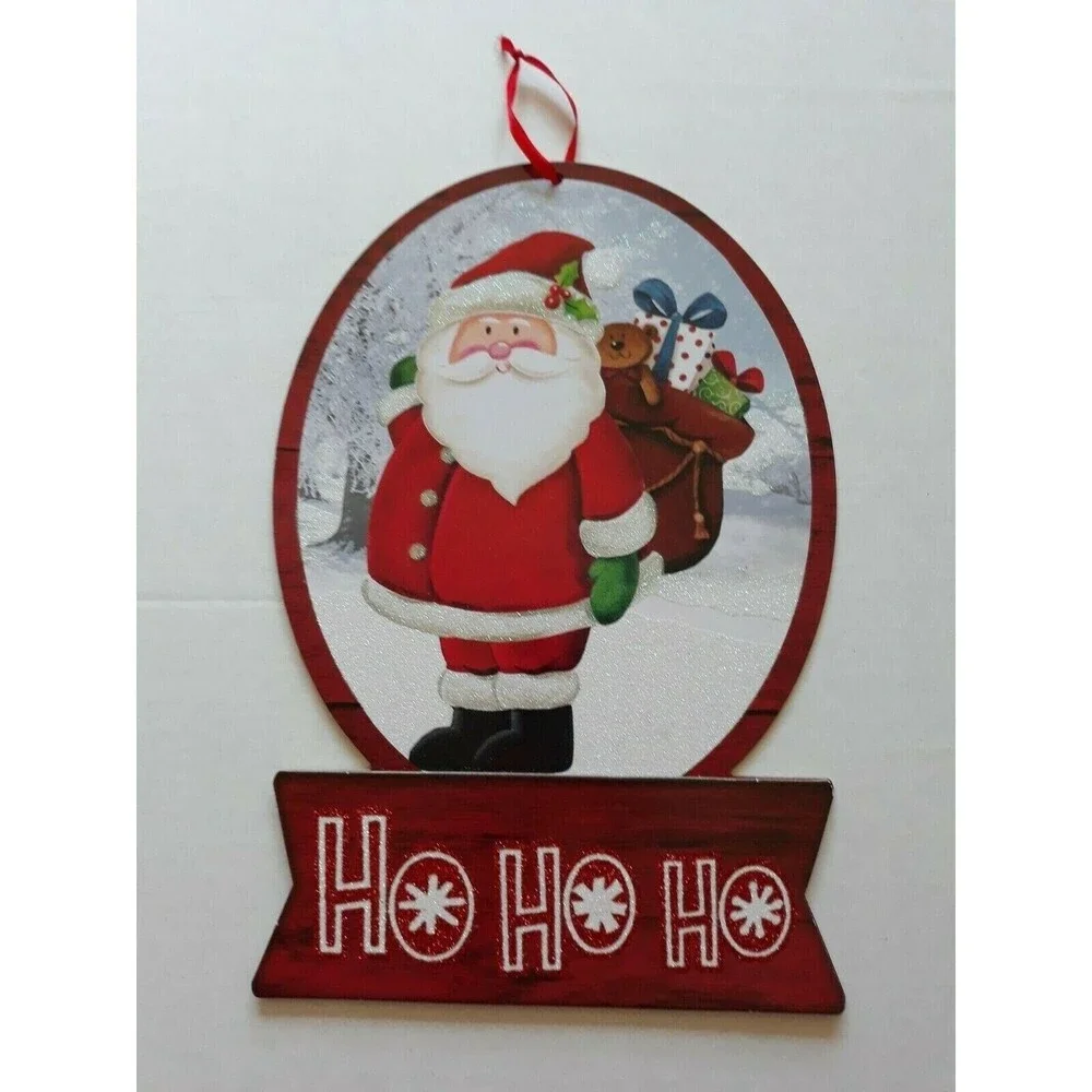 Christmas Holiday Wall Door Hanging Sign Home Office Large Decoration Santa